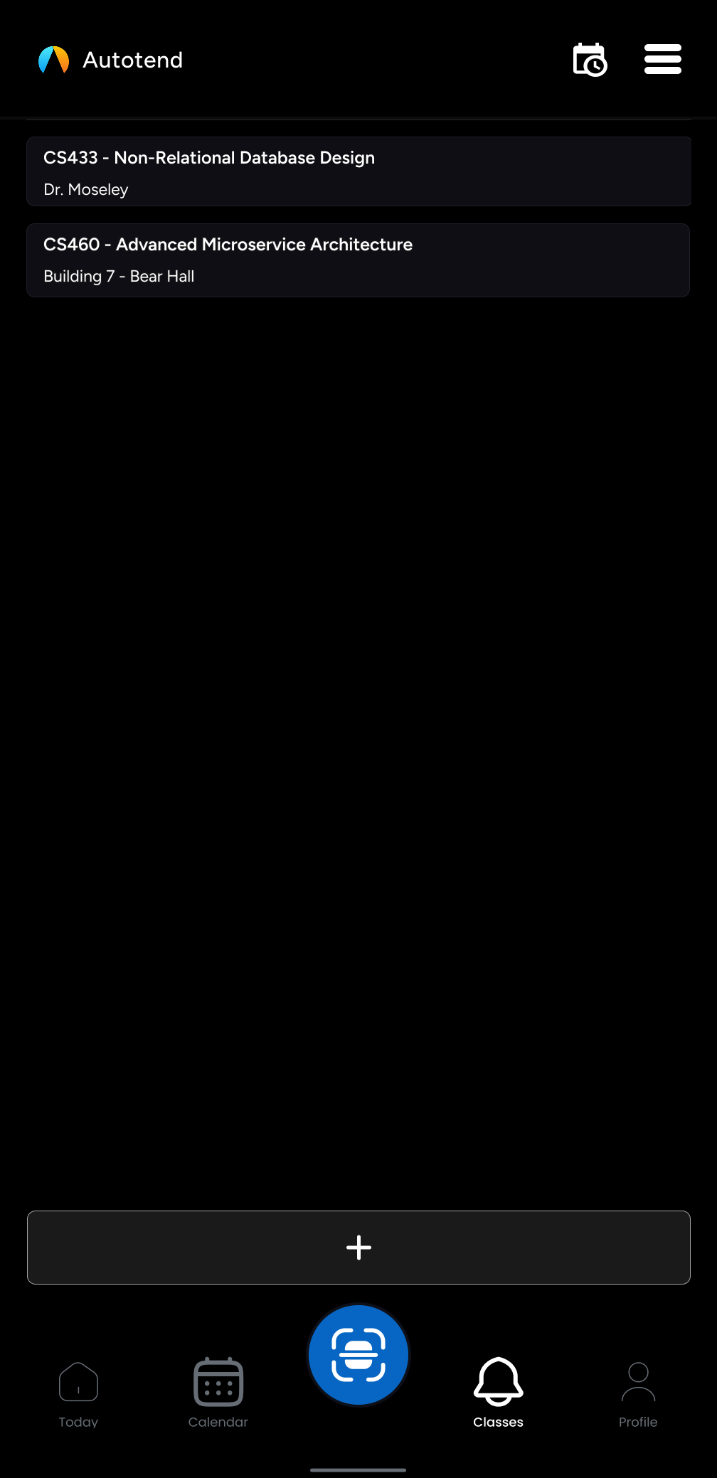 Autotend classes list